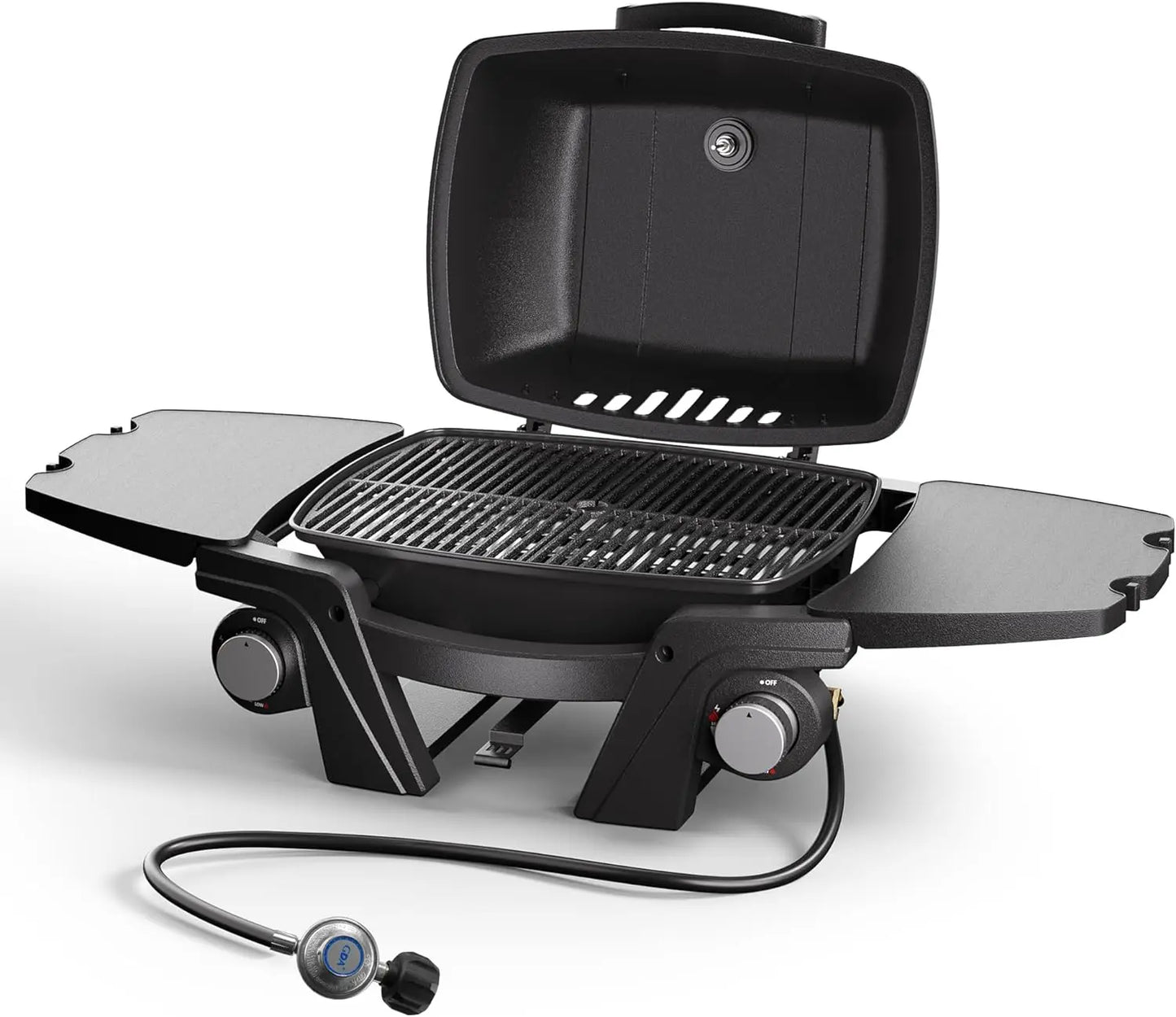 GeniusGrill Portable Propane Grill: 24,000 BTU Outdoor Tabletop BBQ with Dual Burners