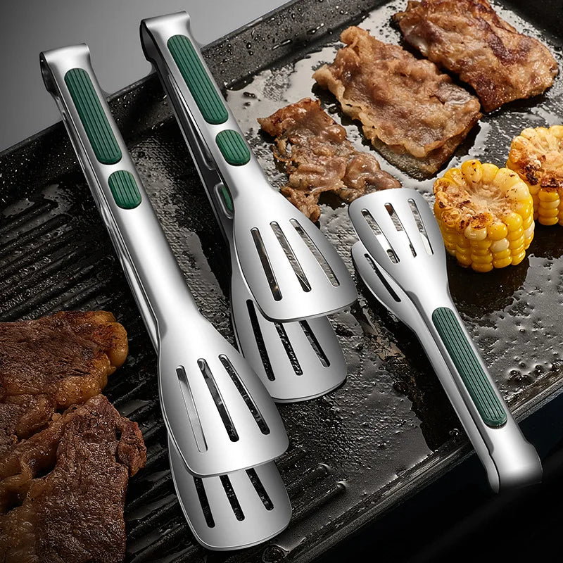 GeniusGrill Stainless Steel Tong: Ideal for Meat, Salad, Bread, and More – Essential Kitchen Accessories for Grilling, Buffet, and Cooking