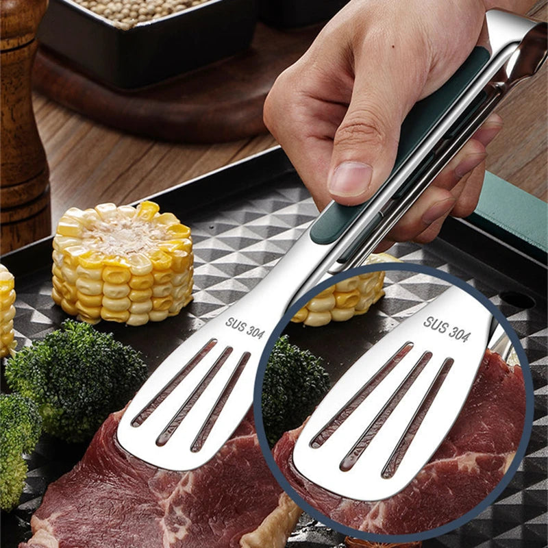 GeniusGrill Stainless Steel Tong: Ideal for Meat, Salad, Bread, and More – Essential Kitchen Accessories for Grilling, Buffet, and Cooking