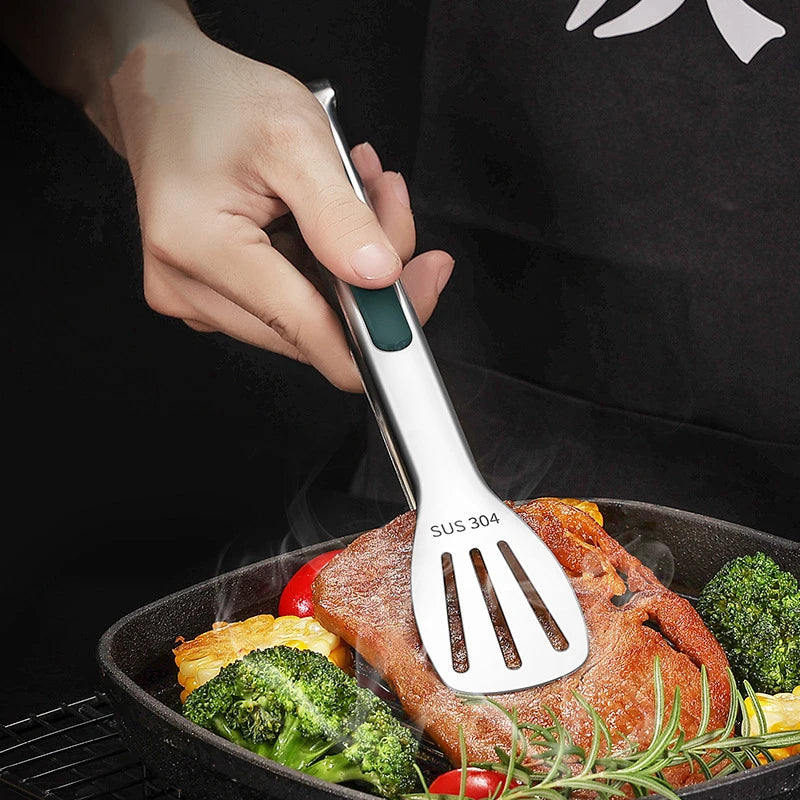 GeniusGrill Stainless Steel Tong: Ideal for Meat, Salad, Bread, and More – Essential Kitchen Accessories for Grilling, Buffet, and Cooking